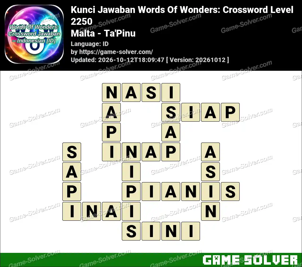 Kunci Jawaban Words Of Wonders: Crossword Level 2250 – Malta – Ta’Pinu